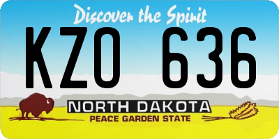 ND license plate KZO636