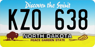 ND license plate KZO638