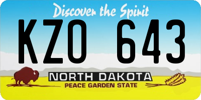 ND license plate KZO643