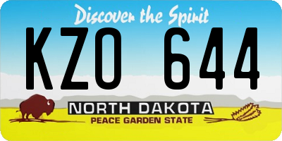 ND license plate KZO644