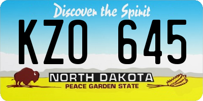 ND license plate KZO645