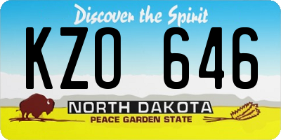 ND license plate KZO646