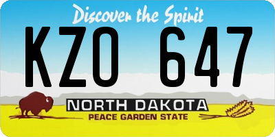 ND license plate KZO647