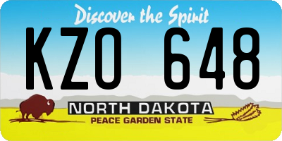 ND license plate KZO648