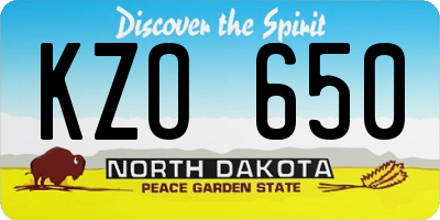 ND license plate KZO650