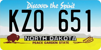 ND license plate KZO651