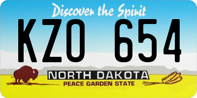 ND license plate KZO654