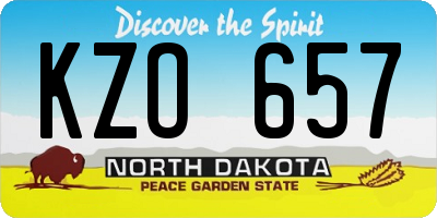 ND license plate KZO657