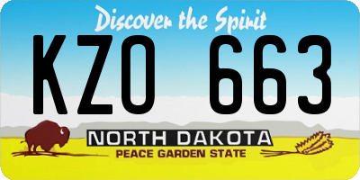 ND license plate KZO663