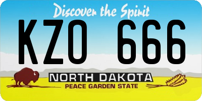 ND license plate KZO666