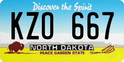 ND license plate KZO667