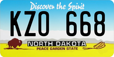 ND license plate KZO668