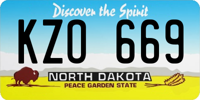 ND license plate KZO669