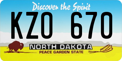 ND license plate KZO670