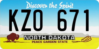 ND license plate KZO671