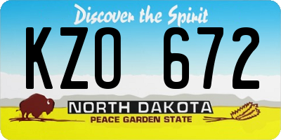 ND license plate KZO672
