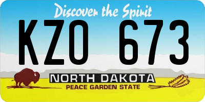 ND license plate KZO673