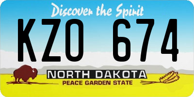 ND license plate KZO674
