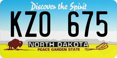ND license plate KZO675
