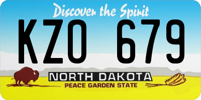 ND license plate KZO679
