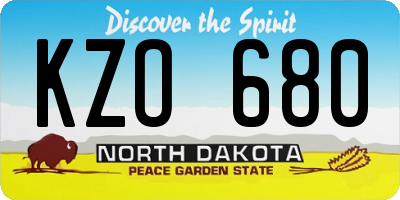 ND license plate KZO680