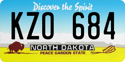 ND license plate KZO684