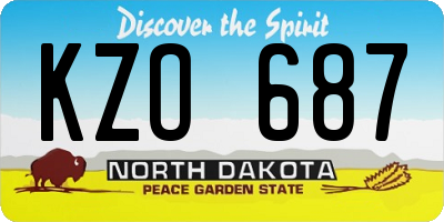 ND license plate KZO687
