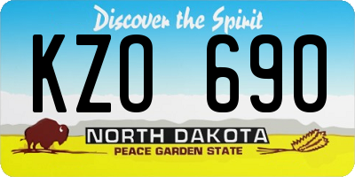 ND license plate KZO690