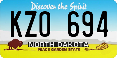 ND license plate KZO694
