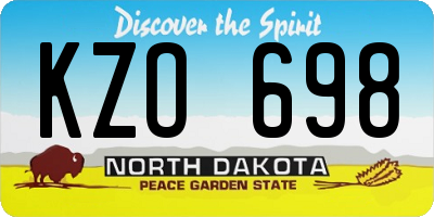 ND license plate KZO698