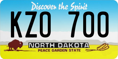 ND license plate KZO700