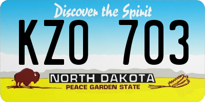 ND license plate KZO703