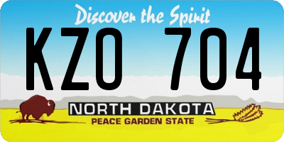 ND license plate KZO704