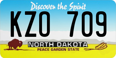 ND license plate KZO709