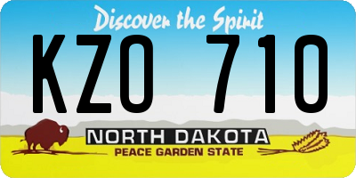 ND license plate KZO710