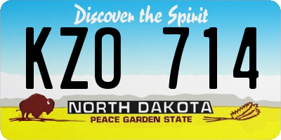 ND license plate KZO714