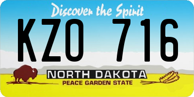 ND license plate KZO716