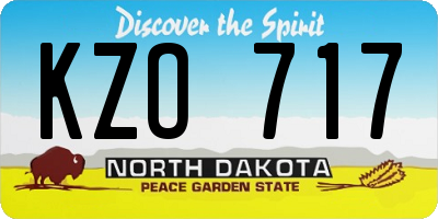 ND license plate KZO717