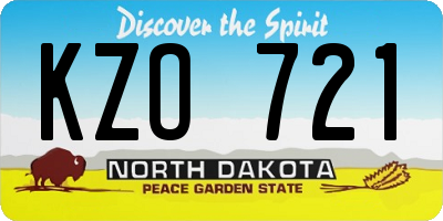 ND license plate KZO721
