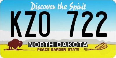 ND license plate KZO722