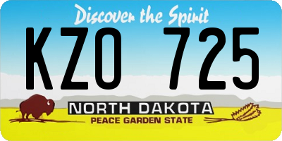 ND license plate KZO725