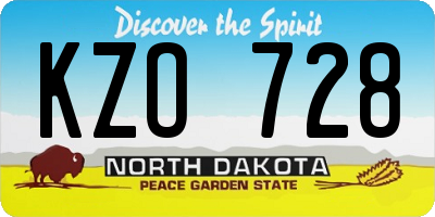 ND license plate KZO728