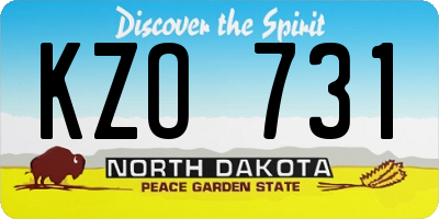 ND license plate KZO731
