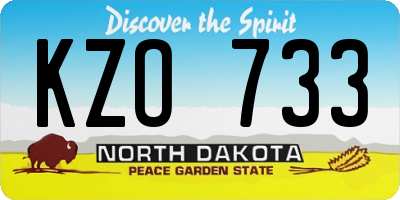 ND license plate KZO733