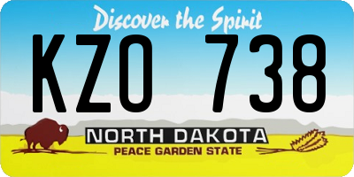 ND license plate KZO738