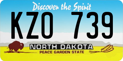 ND license plate KZO739