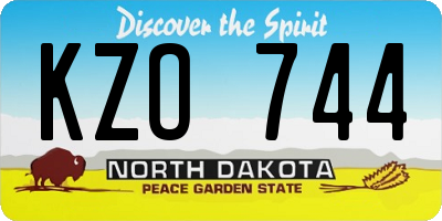 ND license plate KZO744
