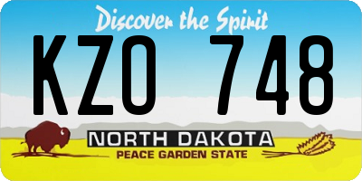 ND license plate KZO748