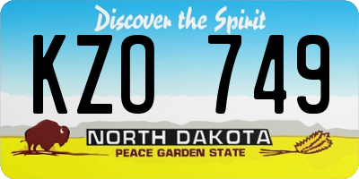 ND license plate KZO749