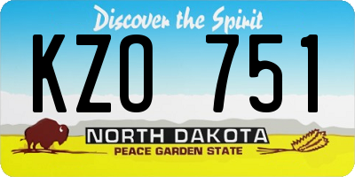 ND license plate KZO751